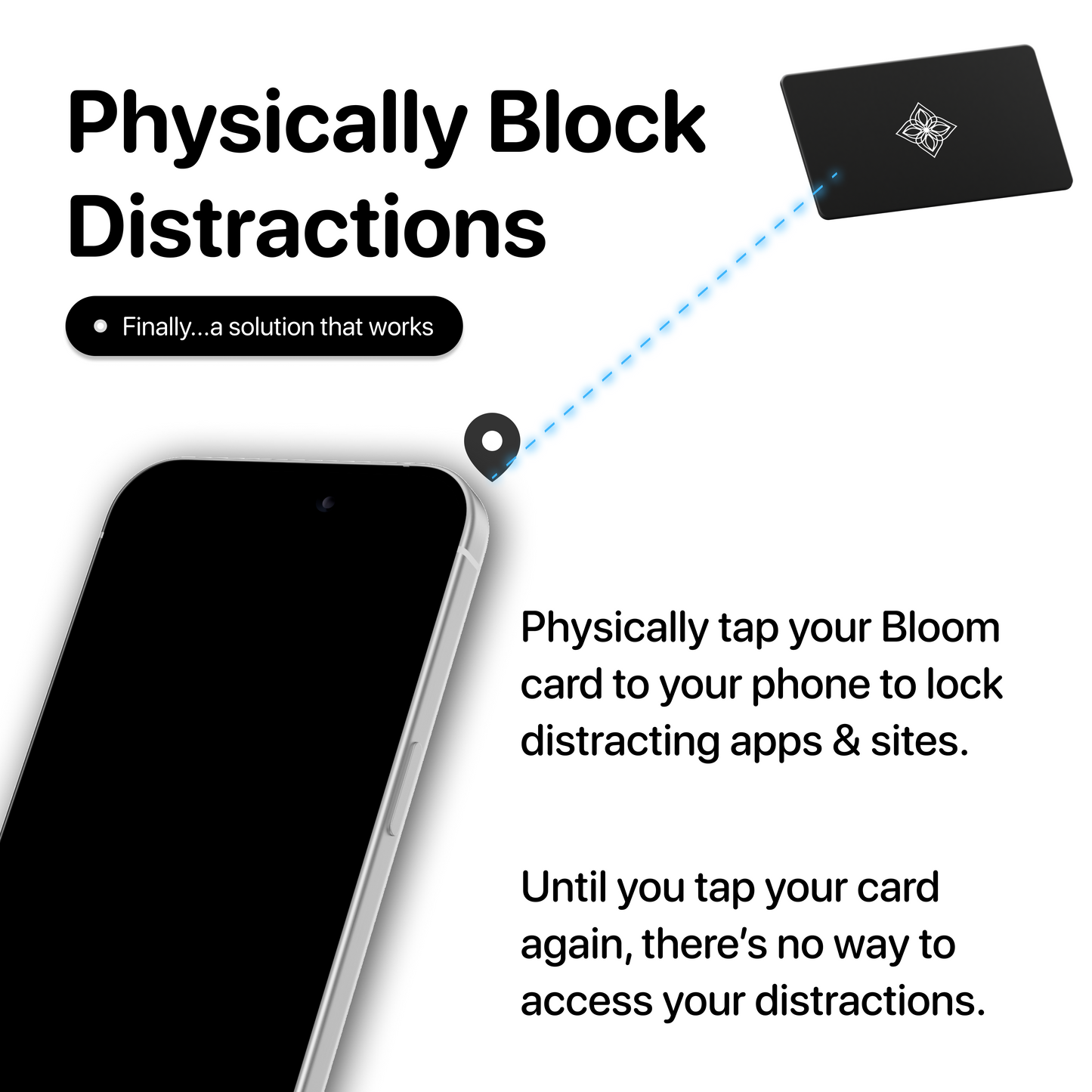 Bloom Card - App Blocker & Screen Time Tool - As Seen On ABC's Shark Tank - Metal Keycard for iPhone & Android